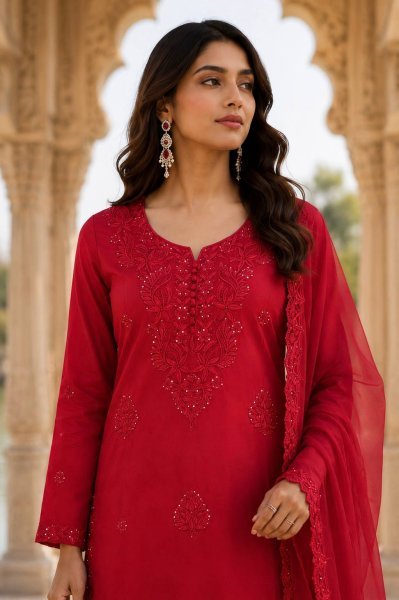 Captivating Red Fox Blooming Georgette Suit with Sequence Embroidery and Designer Dupatta Ready To Wear Collection