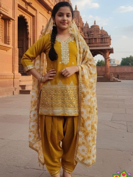 Captivating Yellow Kids Ethnic Wear Set for Party and Occasion Wear Kurtis