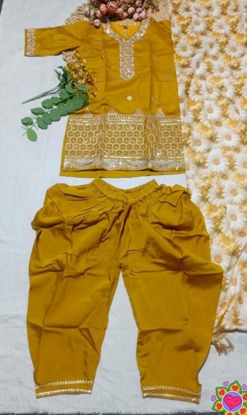 Captivating Yellow Kids Ethnic Wear Set for Party and Occasion Wear Girls Wear