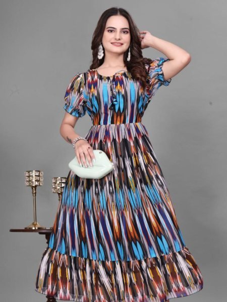 Casual Georgette Long Maxi Dress with Inner for Daily Wear Kurtis
