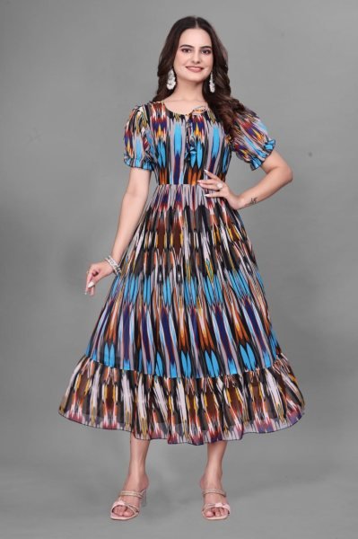 Casual Georgette Long Maxi Dress with Inner for Daily Wear Georgette Kurti 