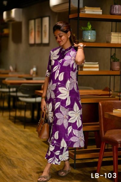 Casual,Summer Purple Rayon  fabric Co-ords Set | Top And Bottom CO ORD Sets