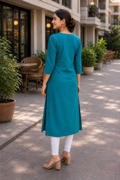 Casual Wear Cotton Embroidered Single Kurti for Women in Wholesale Rate Cotton Kurtis Wholesale