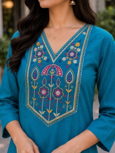 Casual Wear Cotton Embroidered Single Kurti for Women in Wholesale Rate Cotton Kurtis Wholesale