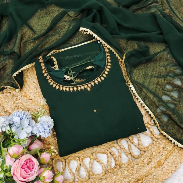 Festival Wear Wear Green Color Georgette Gown With Dupatta   Anarkali Kurtis 
