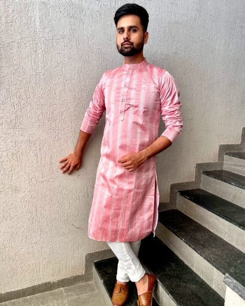 Casual Wear Weaving Work Jacquard Silk Kurta Pajama Kurta Pajama Wholesale