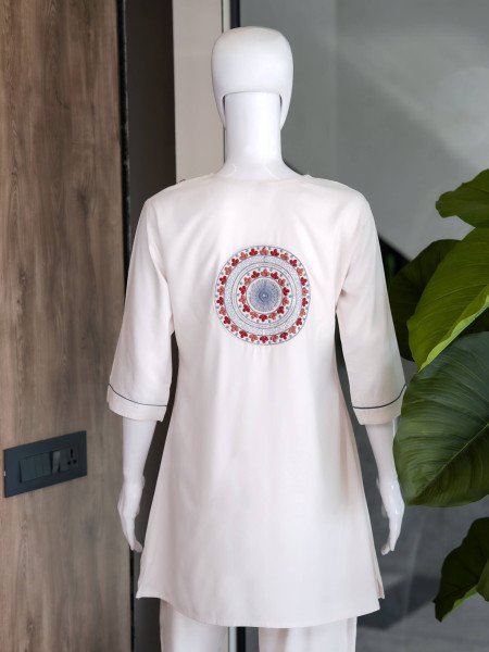Casual Wear White Premium Rayon Co Ord Set for Ladies CO ORD Sets