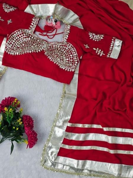 Celebrity Inspired Ankita Lokhande Soft Georgette Saree with Hand Gotta Patti   Sequence Lace Georgette Sarees Wholesale