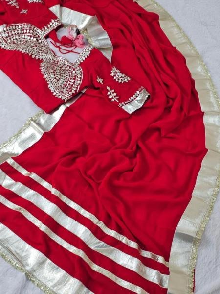 Celebrity Inspired Ankita Lokhande Soft Georgette Saree with Hand Gotta Patti   Sequence Lace Georgette Sarees Wholesale