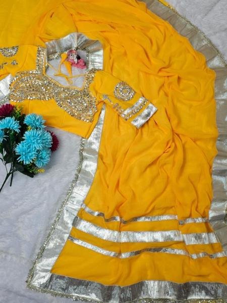 Celebrity Inspired Ankita Lokhande Soft Georgette Saree with Hand Gotta Patti   Sequence Lace Georgette Sarees Wholesale