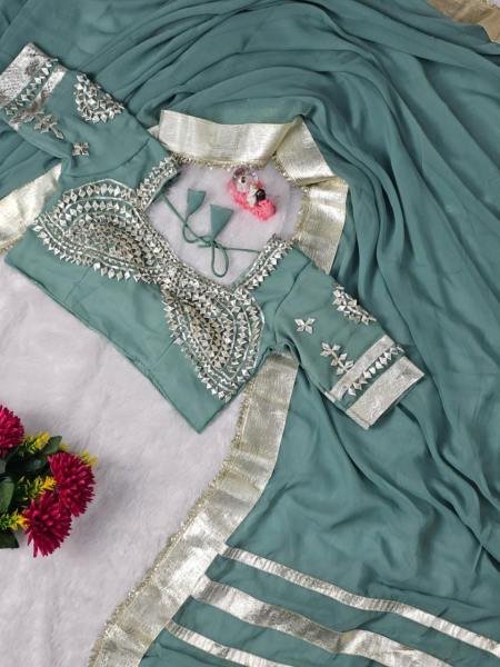 Celebrity Inspired Ankita Lokhande Soft Georgette Saree with Hand Gotta Patti   Sequence Lace Georgette Sarees Wholesale