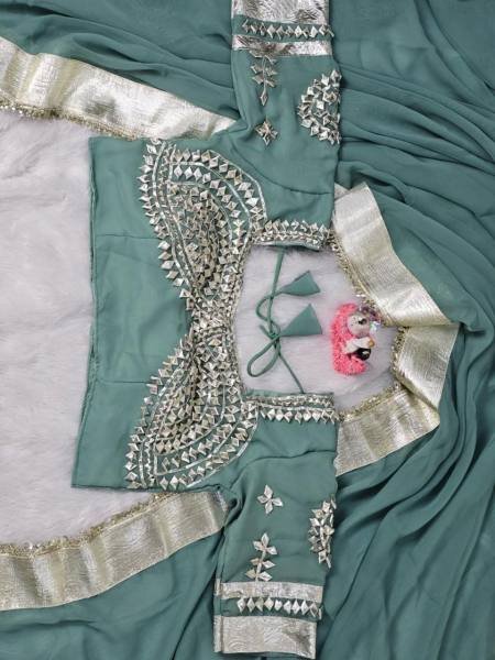 Celebrity Inspired Ankita Lokhande Soft Georgette Saree with Hand Gotta Patti   Sequence Lace Georgette Sarees Wholesale