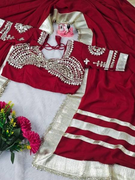 Celebrity Inspired Ankita Lokhande Soft Georgette Saree with Hand Gotta Patti   Sequence Lace Georgette Sarees Wholesale