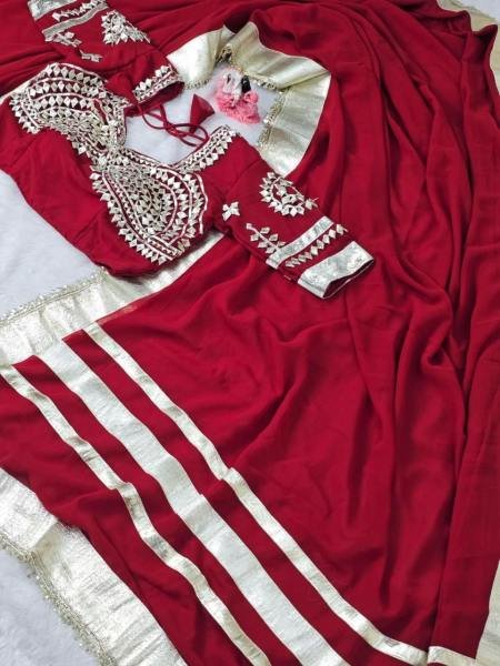 Celebrity Inspired Ankita Lokhande Soft Georgette Saree with Hand Gotta Patti   Sequence Lace Georgette Sarees Wholesale