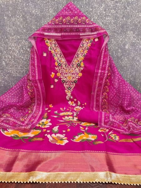 Chanderi Suit With Floral Digital Print Wholesale Collection Color Set Matching Dress Material Wholesale