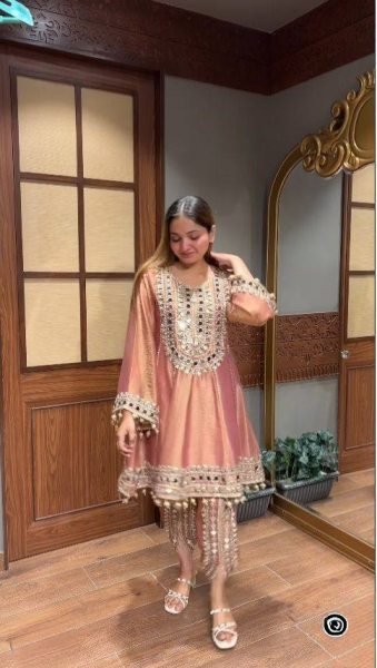 Chanderi Fabric Mirror Embroidery Dhoti Suit with Dupatta For Wholesale Reseller  Ready To Wear Collection