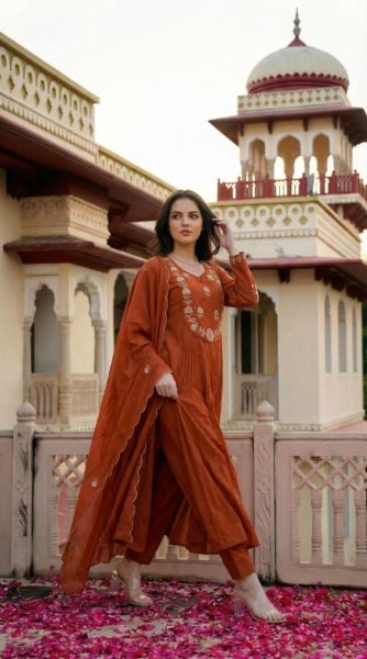 Chanderi Silk Kurti Palazzo Set with Organza Dupatta  Summer Special Wholesale Collection for Resellers 3 Piece Kurti Set