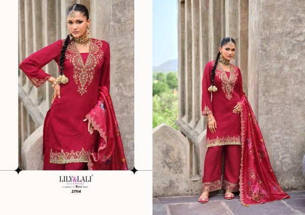 Chandni Lily and Lali Chinon Silk Palazzo Suits Designer Readymade Collection 4 Pcs Catalogue Full Set Salwar Kameez