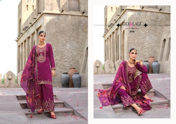 Chandni Lily and Lali Chinon Silk Palazzo Suits Designer Readymade Collection 4 Pcs Catalogue Full Set Salwar Kameez