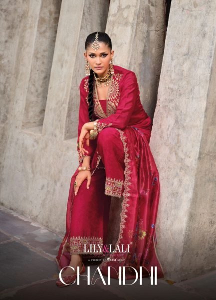 Chandni Lily and Lali Chinon Silk Palazzo Suits Designer Readymade Collection 4 Pcs Catalogue Full Set Salwar Kameez