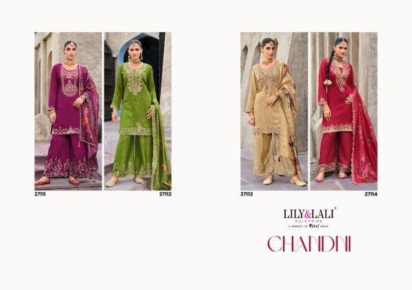 Chandni Lily and Lali Chinon Silk Palazzo Suits Designer Readymade Collection 4 Pcs Catalogue Full Set Salwar Kameez