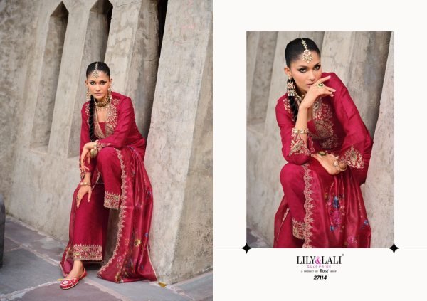 Chandni Lily and Lali Chinon Silk Palazzo Suits Designer Readymade Collection 4 Pcs Catalogue Full Set Salwar Kameez