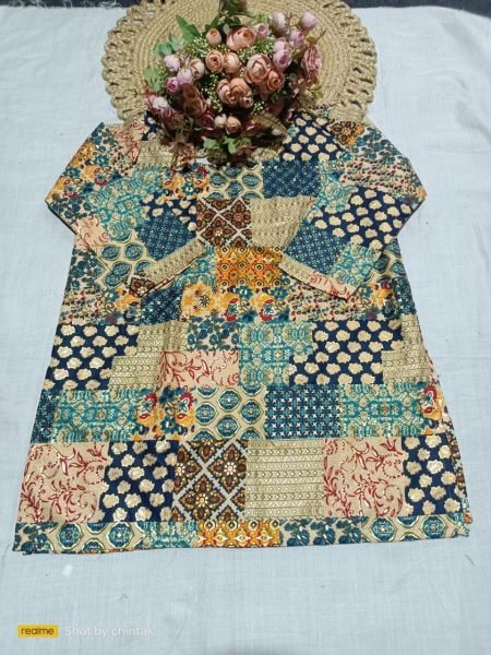 Charismatic Blue Casual Wear Cotton Digital Printed Top Tunics kurti