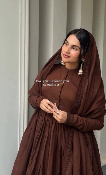 Charismatic Brown Designer Embroidery Gown with Bottom and Dupatta Ready To Wear Collection