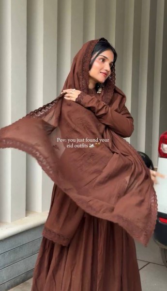 Charismatic Brown Designer Embroidery Gown with Bottom and Dupatta Ready To Wear Collection