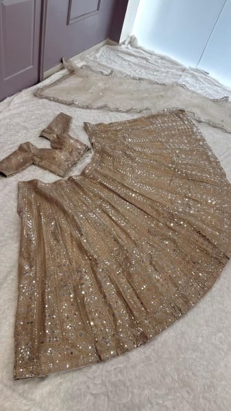 Charismatic Golden Kasturi Silk Lehenga Set with Heavy Embroidered Unstitched Blouse Designer Lehenga Choli