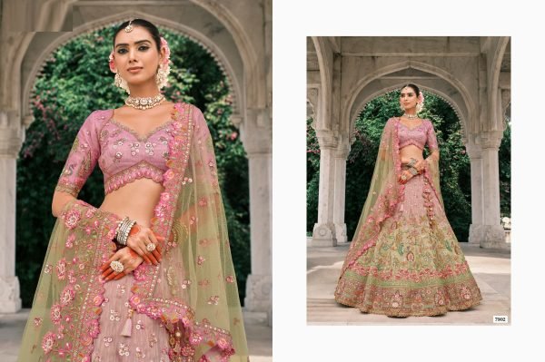 Charismatic Green And Pink Silk Lehenga with Sequence Work for Bridal Functions Bridal Lehenga Choli