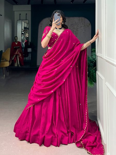 Charismatic Hot Pink Designer Women Lehenga Set for Weddings and Festive Occasions Designer Lehenga Choli