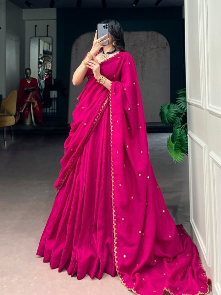 Charismatic Hot Pink Designer Women Lehenga Set for Weddings and Festive Occasions Designer Lehenga Choli