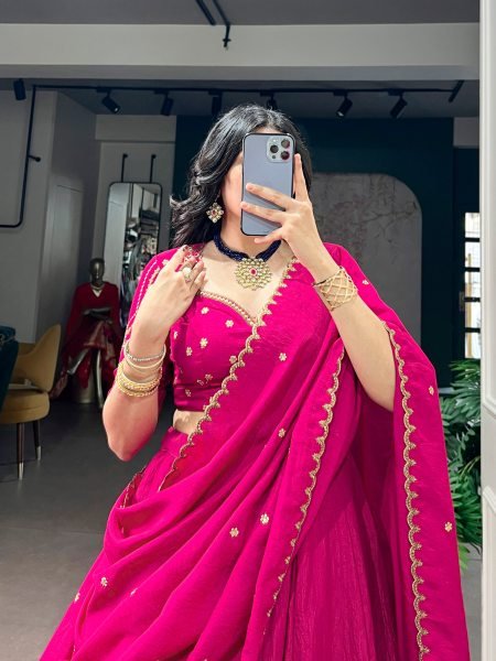 Charismatic Hot Pink Designer Women Lehenga Set for Weddings and Festive Occasions Designer Lehenga Choli