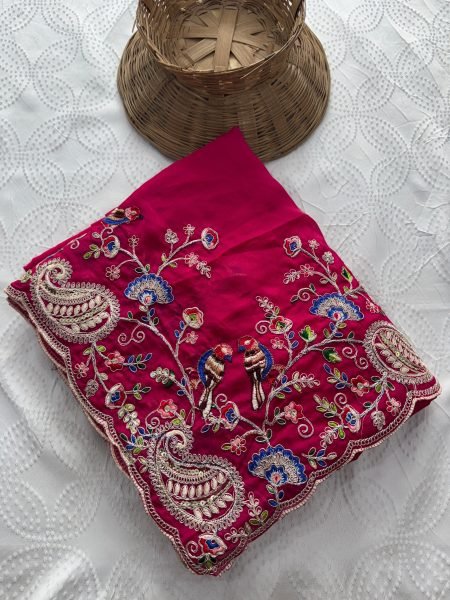 Charismatic Hot Pink Designer Soft Silk Saree with Mono Banglory Embroidered Blouse Silk Sarees Wholesale