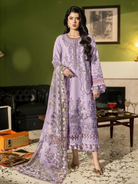 Charismatic Lavender Premium Jade Le Lawn Embroidered Suit Collection for Summer Fashion Salwar Kameez