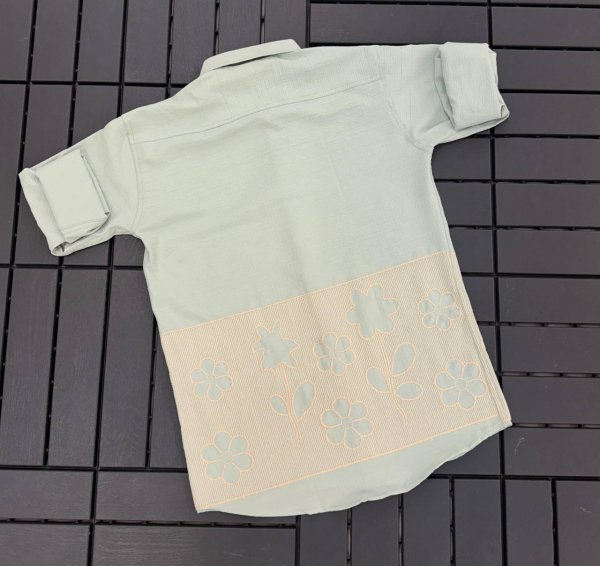 Charismatic Light Green Slim Fit Designer Shirt with Floral Embroidery Mens Shirt