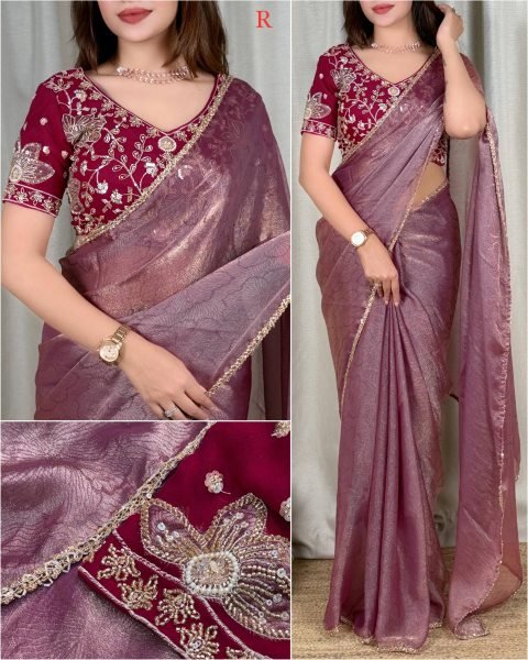 Charismatic Maroon Jacquard Saree with Full Zari Weaving and Beads Lace Border Designer Wedding Sarees Wholesale