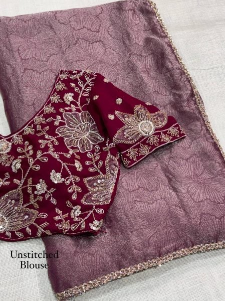 Charismatic Maroon Jacquard Saree with Full Zari Weaving and Beads Lace Border Designer Wedding Sarees Wholesale