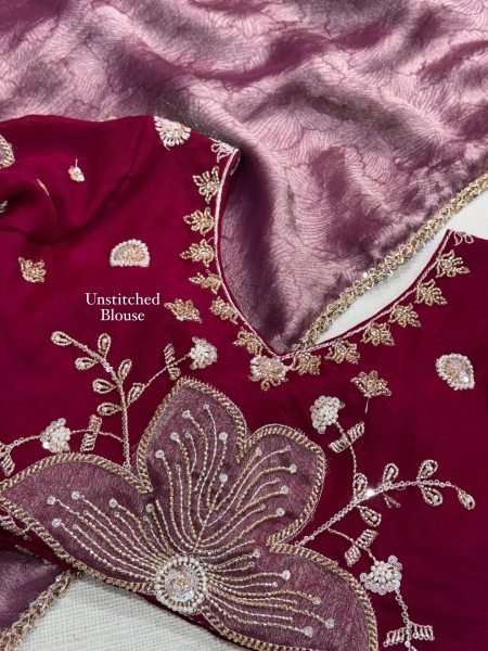 Charismatic Maroon Jacquard Saree with Full Zari Weaving and Beads Lace Border Designer Wedding Sarees Wholesale