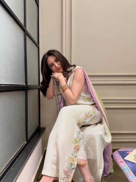 Charismatic OffWhite Kaftan with Neck Cutwork and Rainbow Sequin Embroidery Ready To Wear Collection