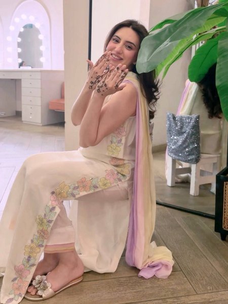Charismatic OffWhite Kaftan with Neck Cutwork and Rainbow Sequin Embroidery Ready To Wear Collection