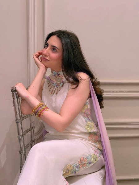 Charismatic OffWhite Kaftan with Neck Cutwork and Rainbow Sequin Embroidery Ready To Wear Collection