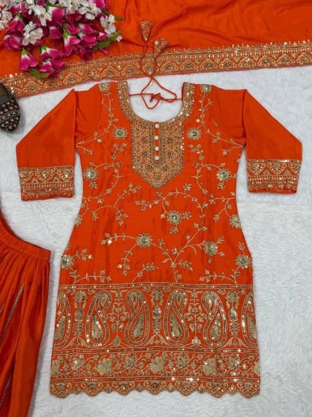 Charismatic Orange Sharara Set with Dupatta for Wedding and Festive Wear Ready To Wear Collection