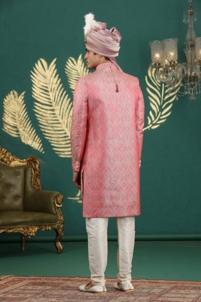 Charismatic Pink Designer Banarasi Jacquard Kurta with Heavy Hand Embroidery Work Kurta Pajama Wholesale