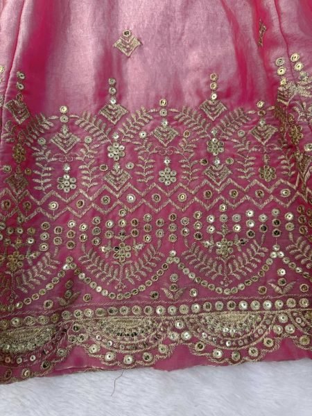 Charismatic Pink Fendy Silk Gown Pant Set with Thread Sequins Embroidery and Dupatta Ready To Wear Collection