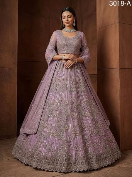 Charismatic Pink Net Lehenga with Zari Dori and Stone Work for Wedding Wear  Lehenga