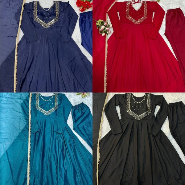 Charismatic Purple Gown Set with Embroidery Work for Women Ready To Wear Collection