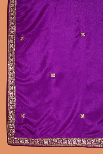 Charismatic Purple Wedding Wear Purple Chinon Printed Embroidered Suit with Designer Dupatta Designer Plazzo Salwar Suits Wholesale