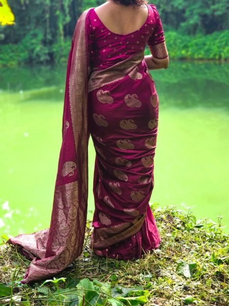 Charismatic Rani Pink Banarasi Soft Silk Saree with Luxury Traditional Ethnic Weaving Design Banarasi Saree Wholesale